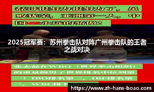 2025冠军赛:苏州拳击队对阵广州拳击队的王者之战对决